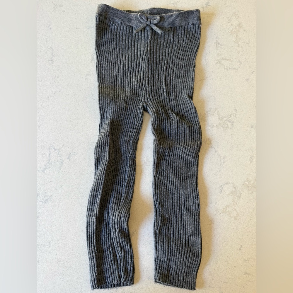 Janie and Jack Charcoal Ribbed Leggings
